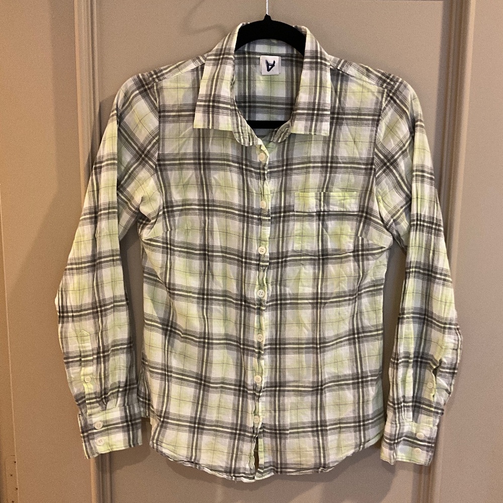 J.Crew Green White Plaid Long Sleeve Button Down Cotton The Perfect Shirt XS